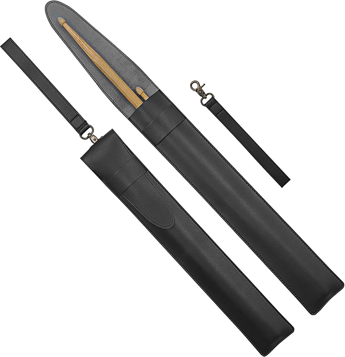 Musiin Black PU Leather Drum Stick Cover, Drum Stick Storage Bag, Jazz Drum Stick Bag, Musical Instrument Accessories - ShopVlot