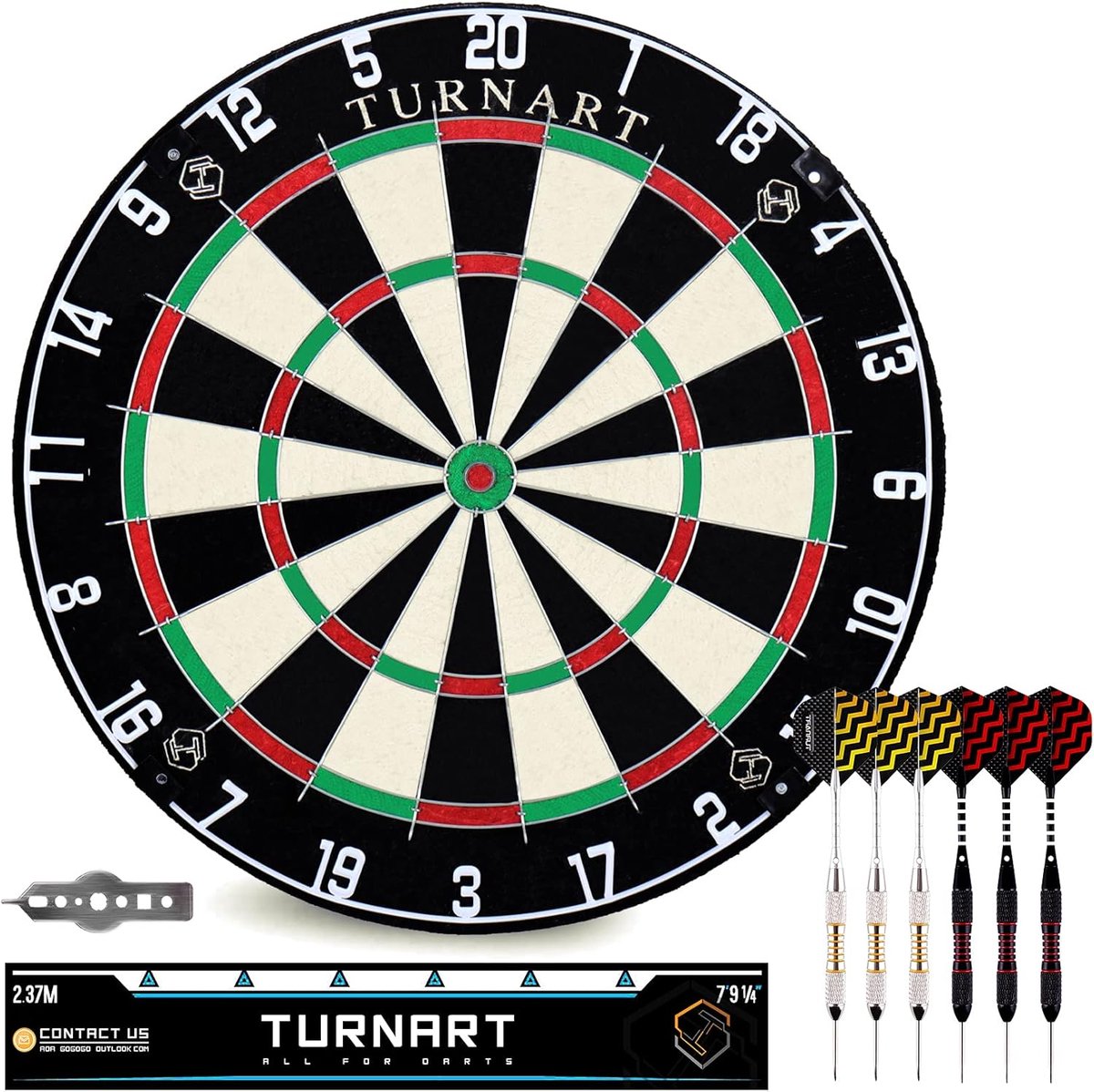 Dartboard Bristle Dartboard Set With 6 Metal Tip Darts, Professional Dartboard Set With A Throw(Oche) Line, A Dart - ShopVlot