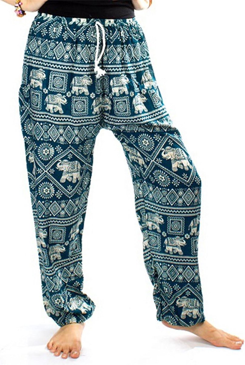 Lofbaz ladies harem pants with drawstring stamp pattern elephant - ShopVlot