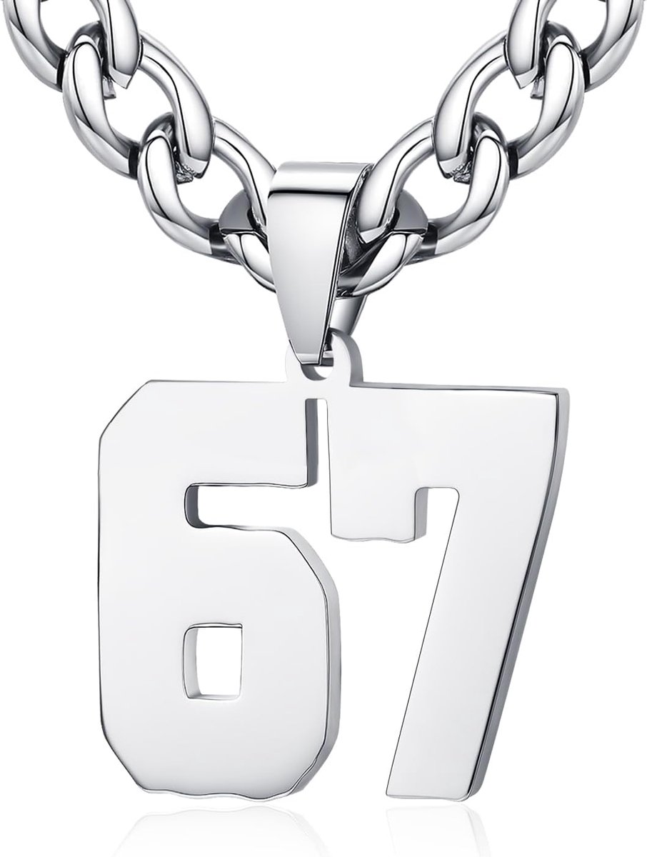 Necklace Men, Stainless Steel 0-99 Number Pendant Lucky Number Jersey Number Athlete Necklace Personalized with 6mm - ShopVlot