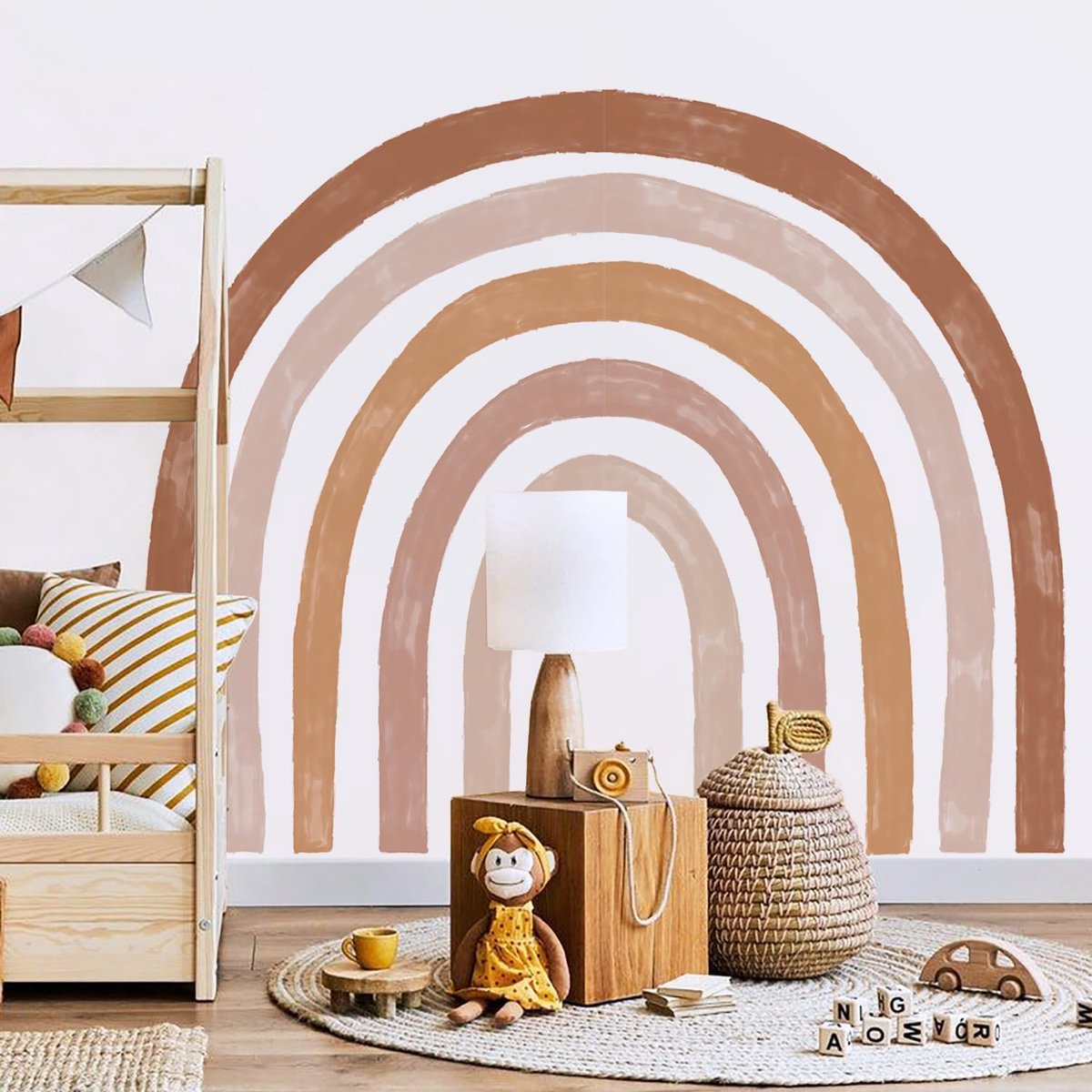 Neukids Fabric Wall Sticker Boho Rainbow Self-Adhesive Wall Sticker Bedroom Living Room Children's Room Baby Room - ShopVlot