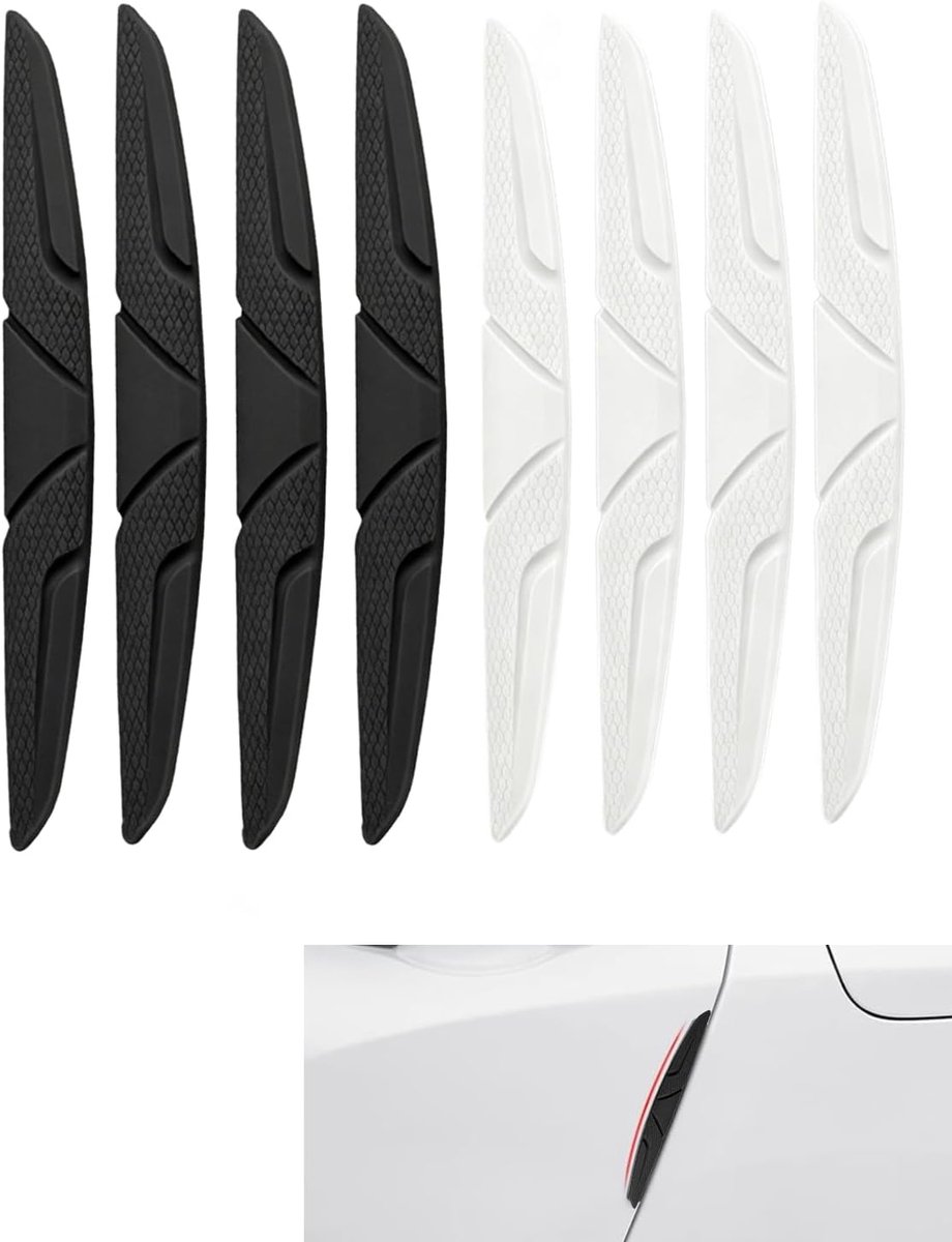 Anti-botsingsstrips voor autodeuren, 8 stuks siliconen (4 zwart + 4 wit), schokbestendig en krasbestendig, universele - ShopVlot