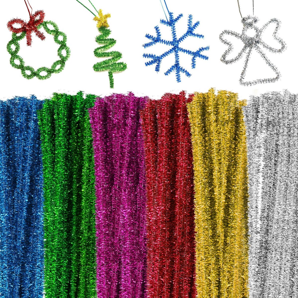 BetterJonny 600 Pieces Shiny Pipe Cleaners, Chenille Rods, Cure Pipes, Chenille Wire Cure Pipe, Chenille Cleaner, Pipe - ShopVlot