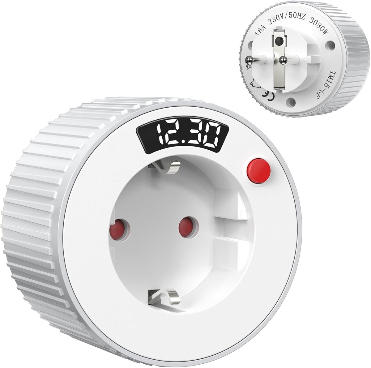 Swivel Timer Plug (White) - 360° Timer Socket with 1 Min-24 Hours Countdown, 3680 W, 230 V/16 A, for Kitchen and - ShopVlot