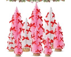 9 Pieces Mini Christmas Tree, Christmas Decoration, Pink Christmas Tree, Small Artificial Fir Tree, Mini Christmas - ShopVlot