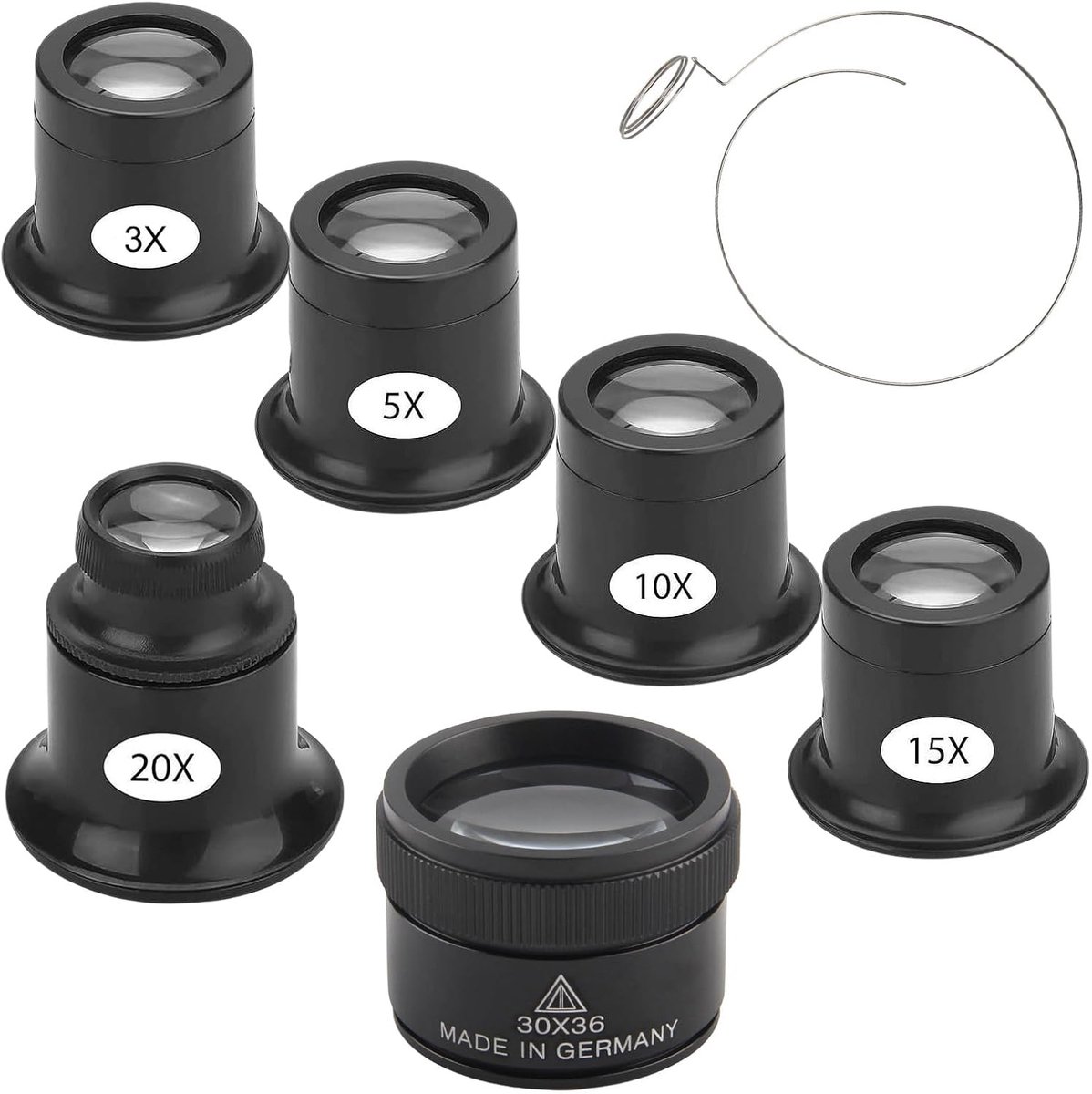Horlogeloep 6-delig juweliersvergrootglas 3 x 5 x 10 x 15 x 20 x 30 x vergrootglas voor horloges en nauwkeurige - ShopVlot