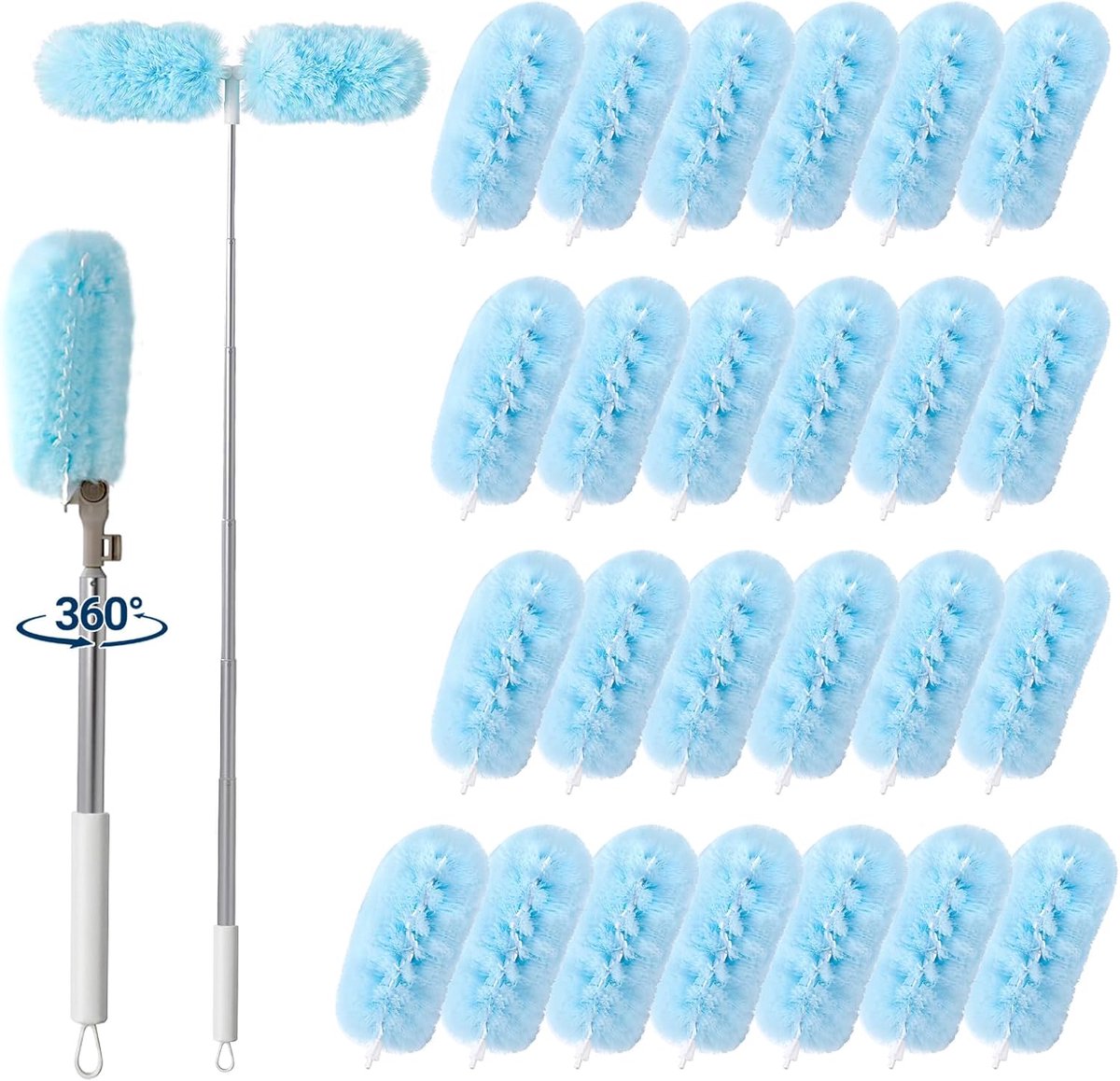 Stofzuiger, telescoop, voor Swiffer stofmagneet, compatibele plumeau, 360° telescopische spinnenwebverwijderaar - ShopVlot