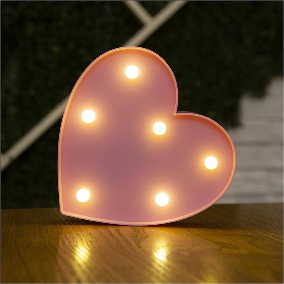 Lichtgevend Hart - Decoratie Lamp - Feestelijke Sfeer - Draadloos Ontwerp - 16 cm - Roze
