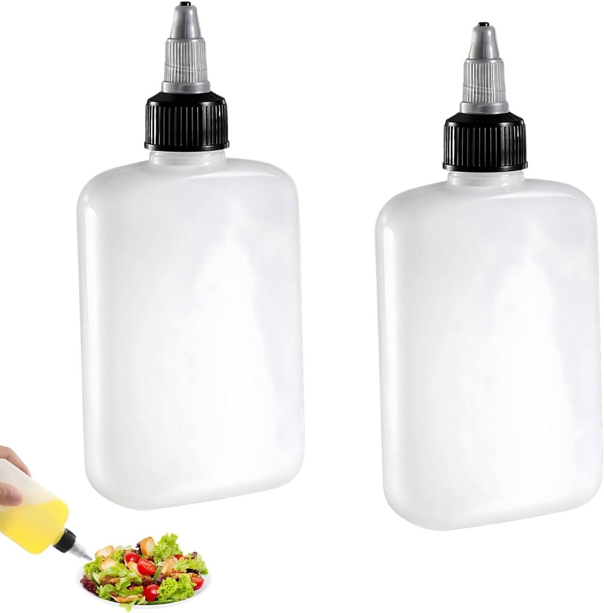 Knijpfles - Wit - 100 ml - Plastic Doseerfles met Lekbestendige Doppen - Voor Olie en Specerijen