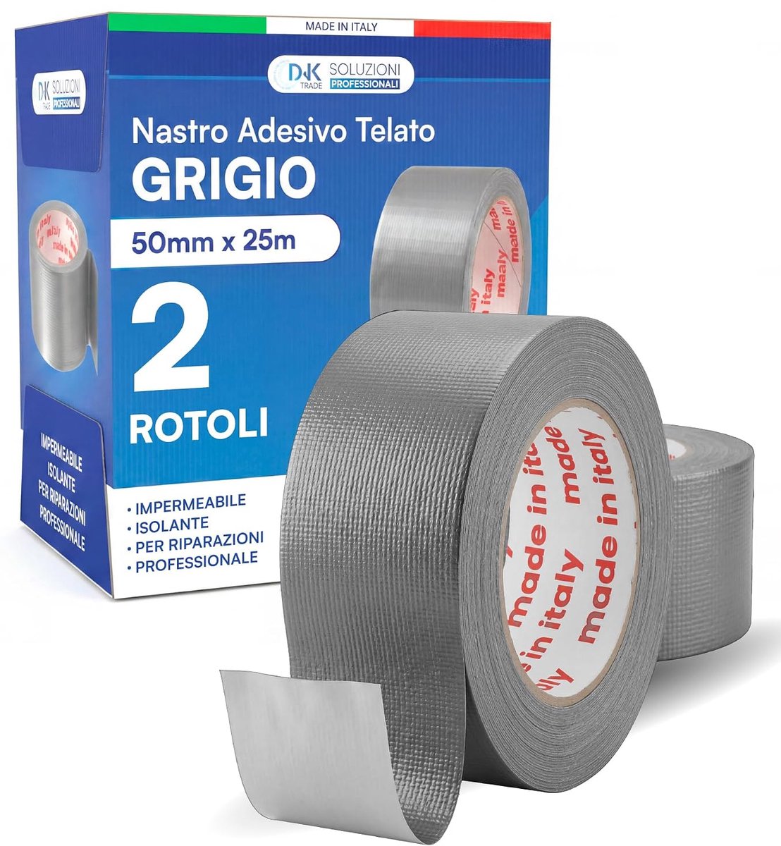 Amerikaans Geweven Tape 50 mm x 25 m - Grijs - Isolerend en Waterproof - Voor Professionele Reparaties - ShopVlot