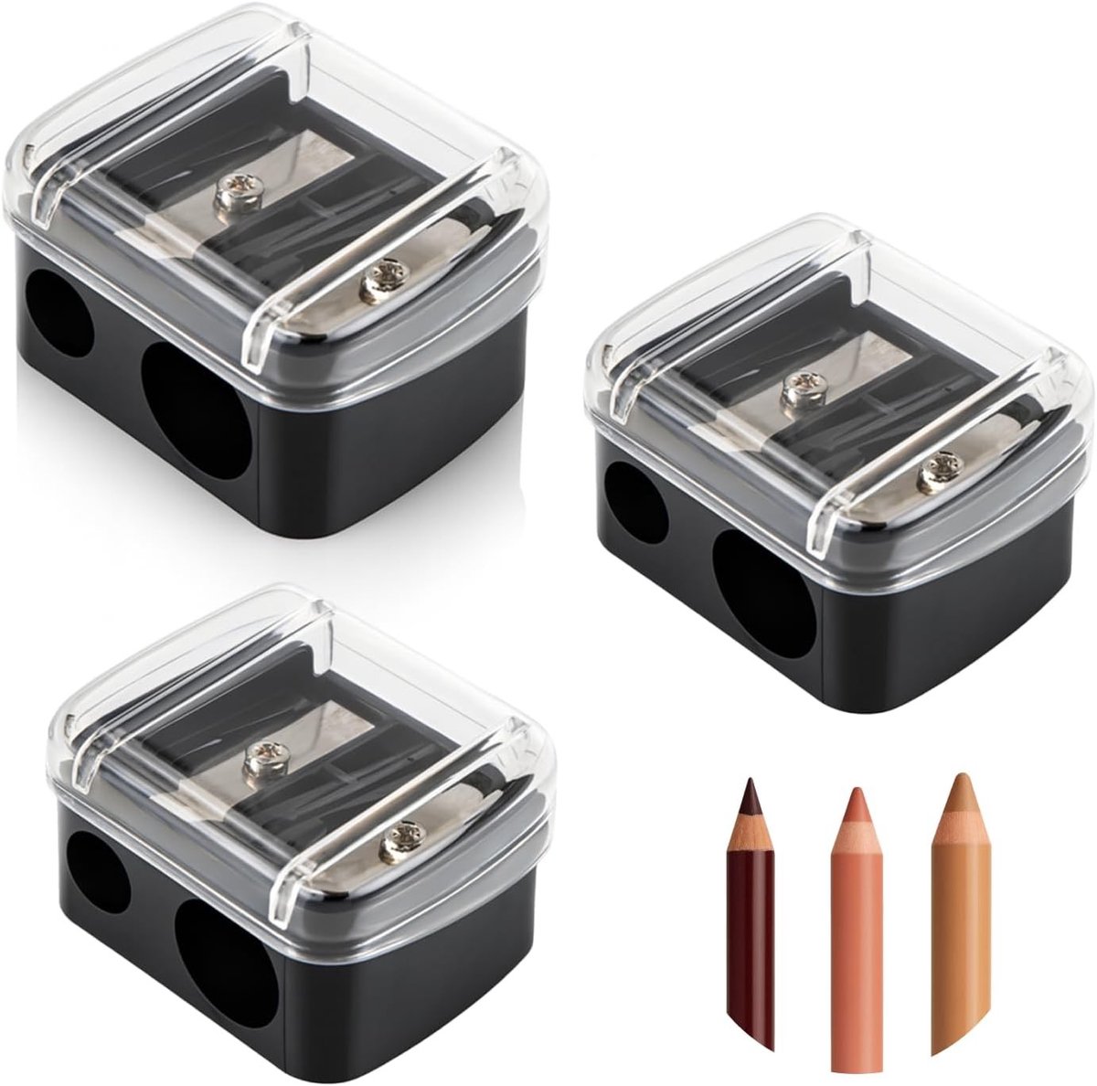 Make-up Puntenslijper Set - Zwart - Met Opvangbakje - Dubbele Slijper voor Dunne en Dikke Cosmetische Pennen - Voor Make-up Liefhebbers