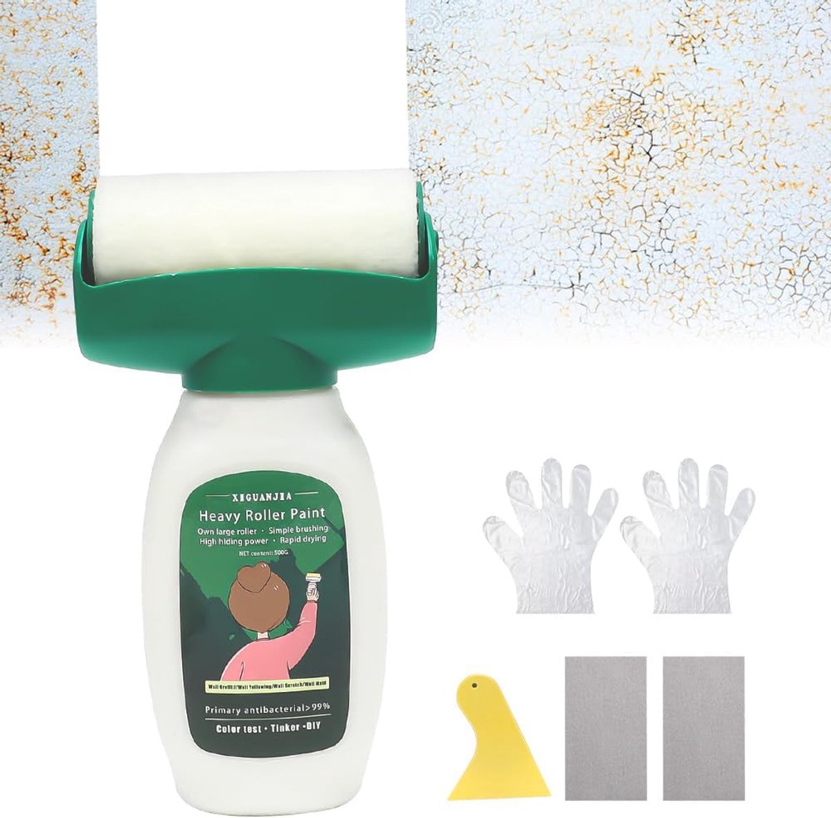 Muurherstelroller 500g - Witte muurverf - Inclusief herstelpad - Voor krassen en vlekken - ShopVlot