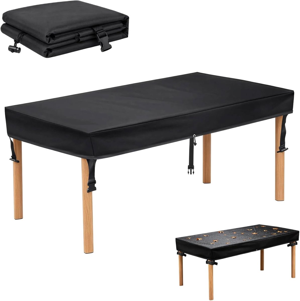 Tafelhoes 150 x 90 cm - Zwart - Waterdicht - Beschermt je tuinmeubels - ShopVlot