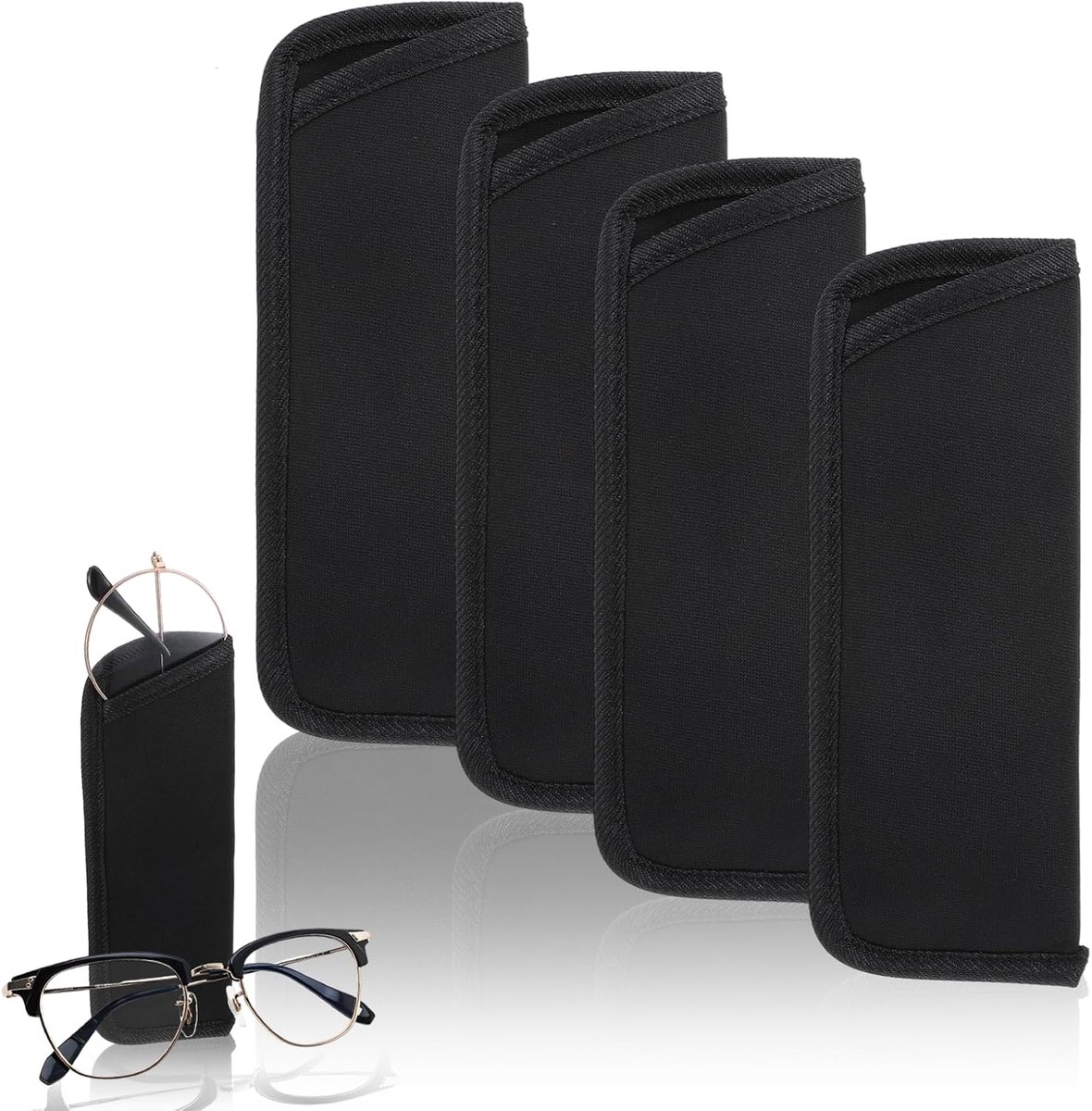 Glazen etui 4 stuks - gebreid materiaal - opbergtas voor brillen en zonnebrillen - ideaal voor bescherming - ShopVlot