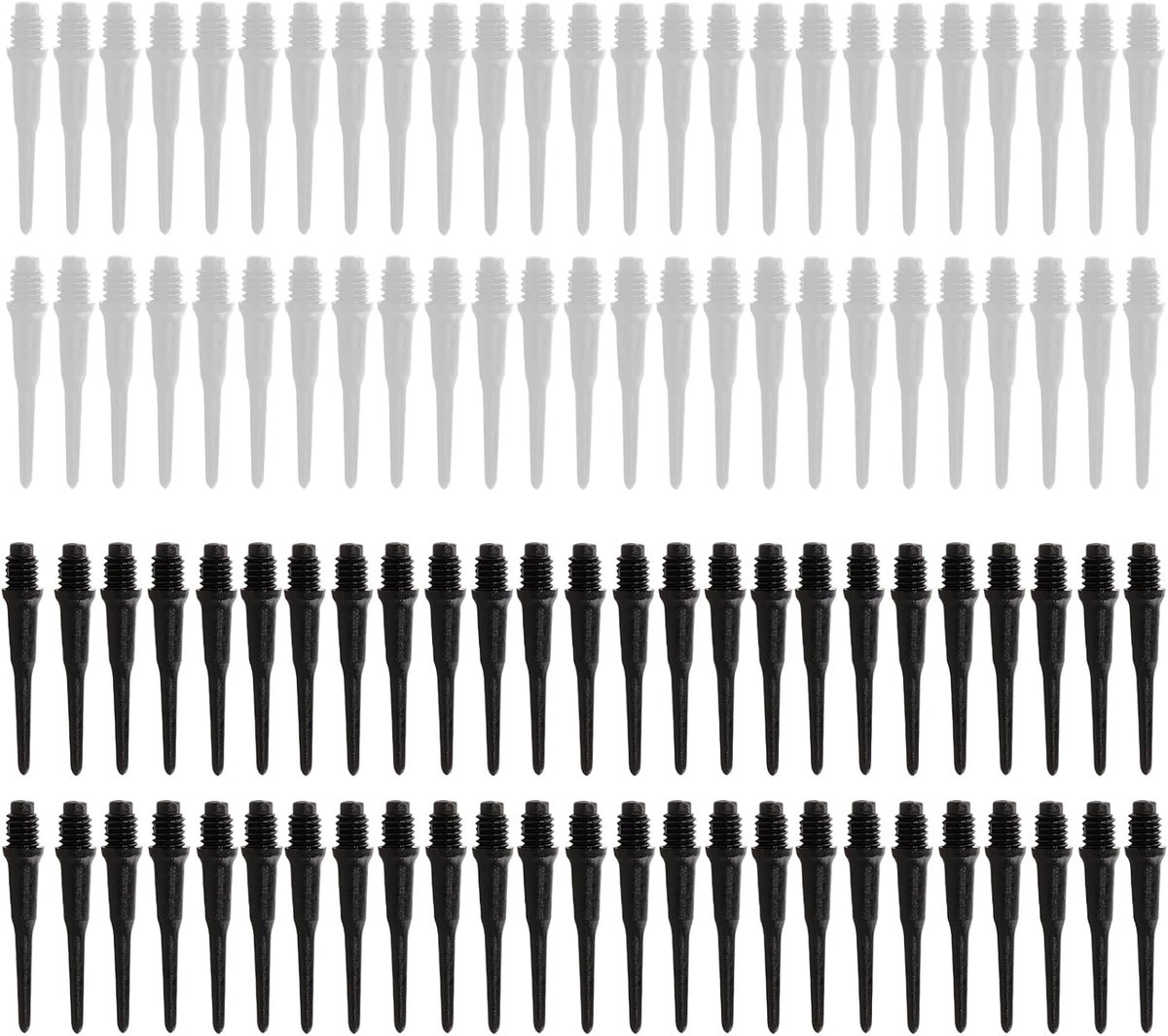 Dart tips 100 stuks - plastic - zwart en wit - duurzaam en flexibel - ShopVlot