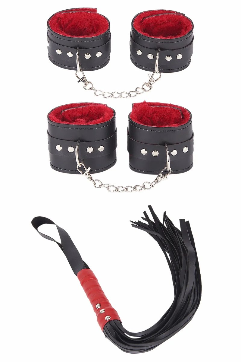 Zwarte Kunstleren Bondage Set Handgemaakt Standaard Maat Accessoireset