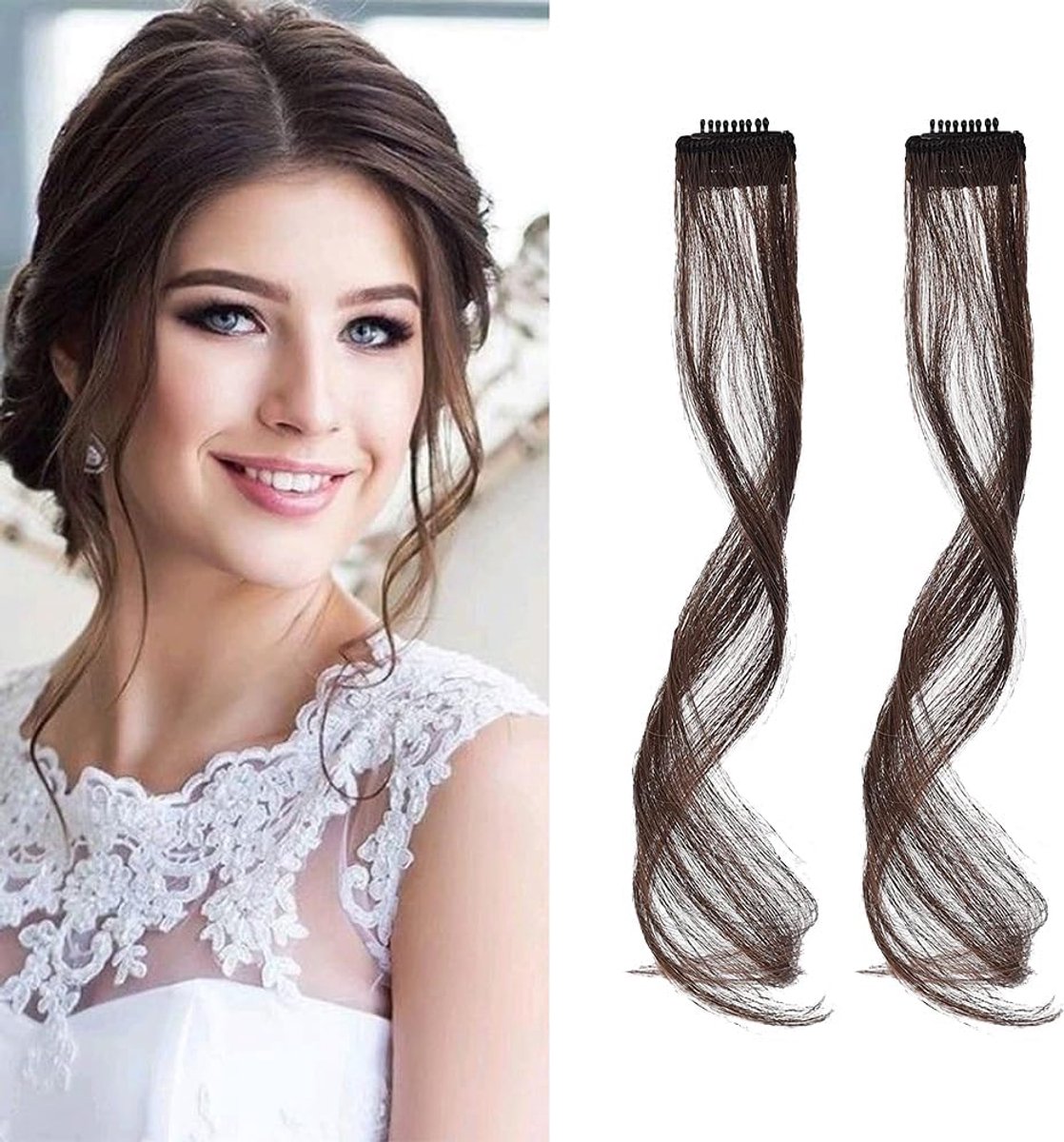 Bangs Clip 35 cm - Natuurlijk Zijfranje - Donkerbruin Haar - Eenvoudig te dragen - ShopVlot