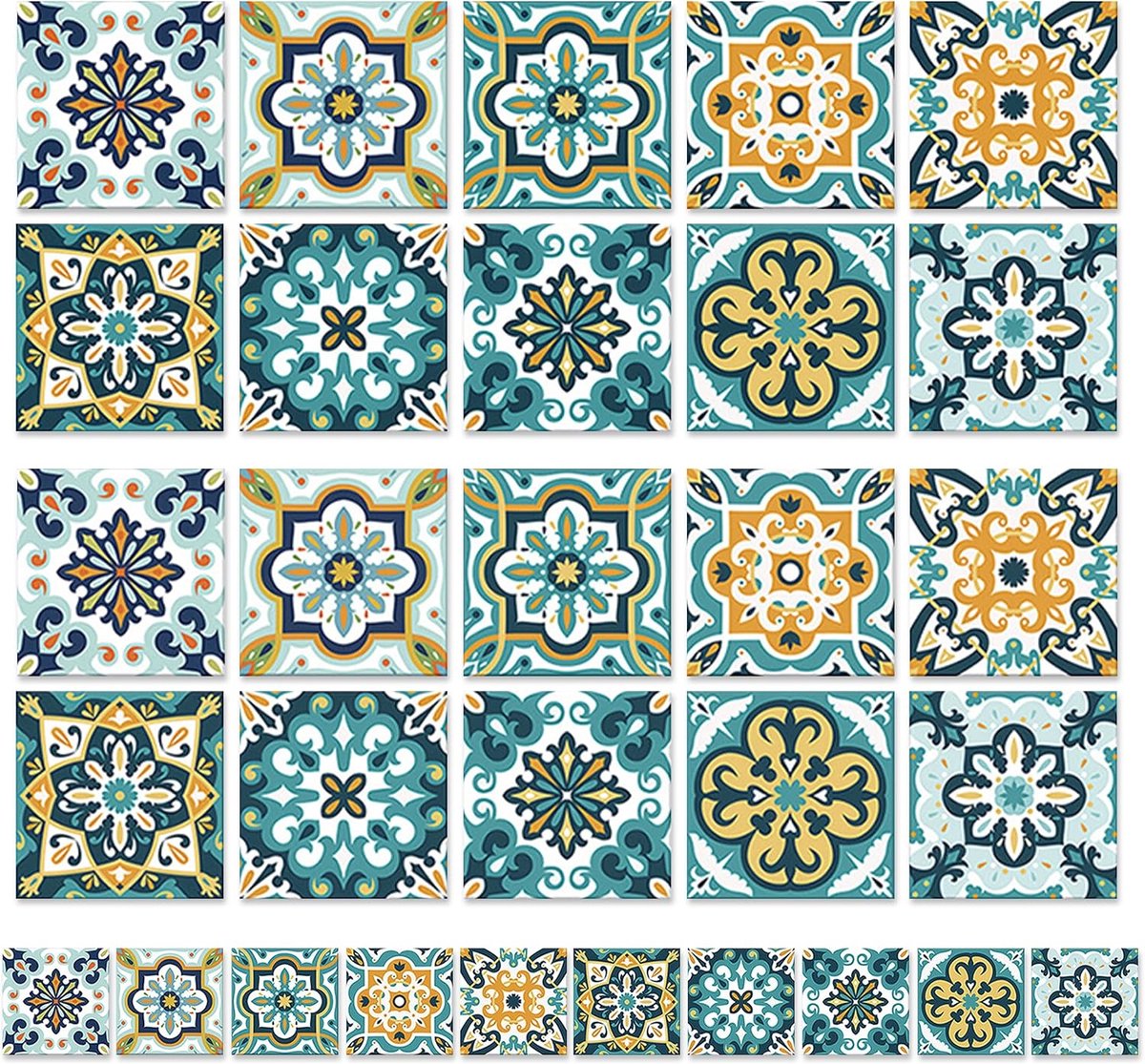 Tegelstickers 30 Stuks - Vintage Zelfklevend - Marokkaanse Mozaïek - Perfect voor Badkamer en Keuken - ShopVlot