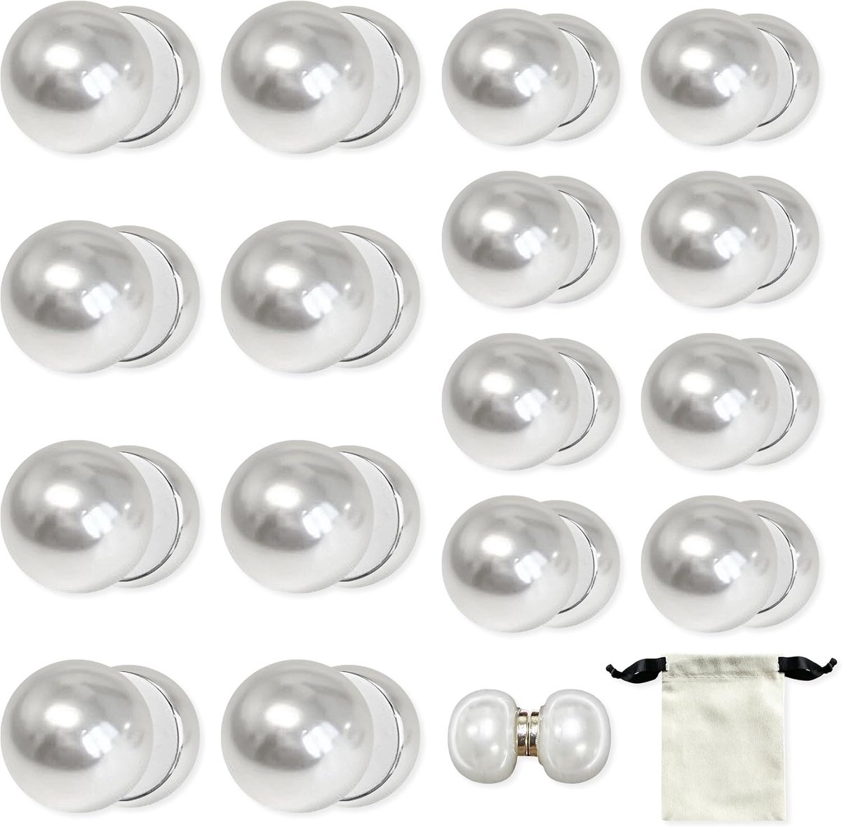 Sluiergewichten 16 stuks - Dubbelzijdig met imitatieparels - Magnetisch - Voor bruiloften en sjaals - ShopVlot