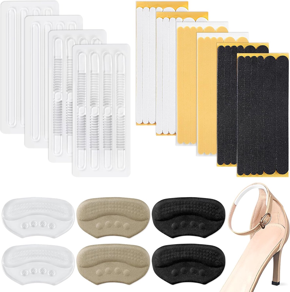 Hielpads zelfklevend 58 stuks - verschillende kleuren - comfortabel en zacht - ideaal voor hoge hakken - ShopVlot