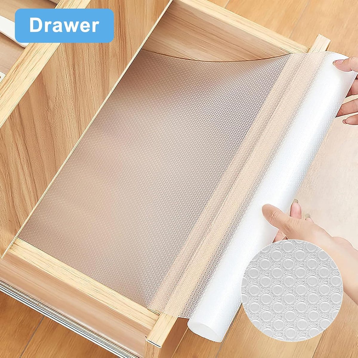 Lademat 45 x 500 cm - EVA-antislipmat - transparant gestippeld - ideaal voor koelkasten en kasten - ShopVlot