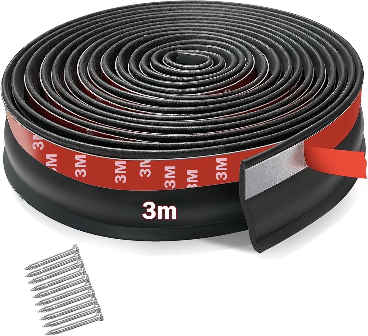 Garage deurafdichting 3 meter - zelfklevende drempelafdichting - universele weerbestendige rubber strips - ShopVlot