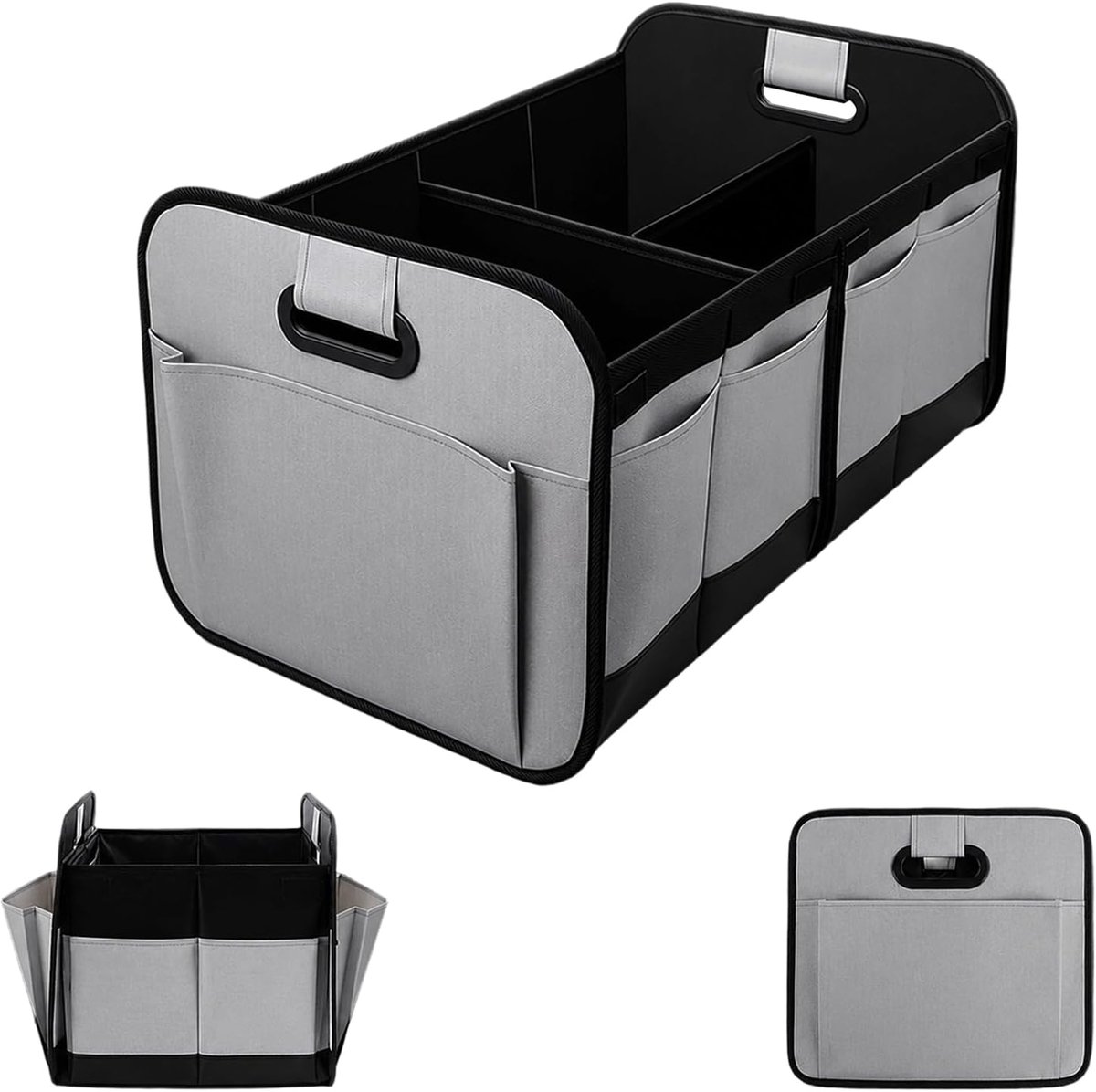Kofferbakorganizer 70 liter - grijs - opvouwbaar - handige autotas voor winkelen - ShopVlot