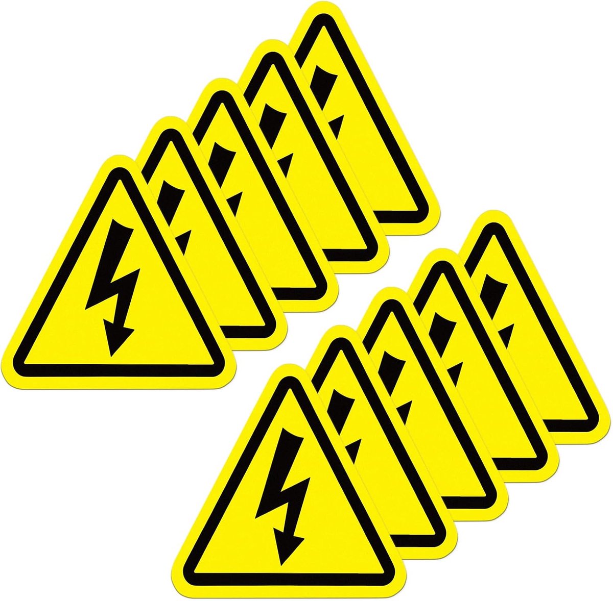 Stickers electric risk 10 x 10 cm - zelfklevend - risico op stroomongevallen - veilig werken - ShopVlot