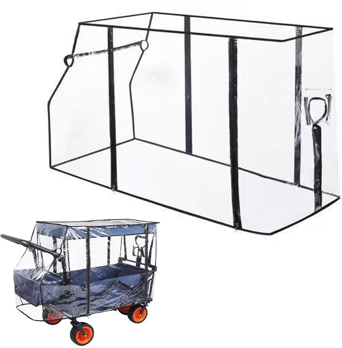 Regenhoes voor kinderwagen van transparant PEVA met ritssluiting - universeel - 115 x 51 x 75 cm - voor vouwwagen - campingwagen en kruiwagen
