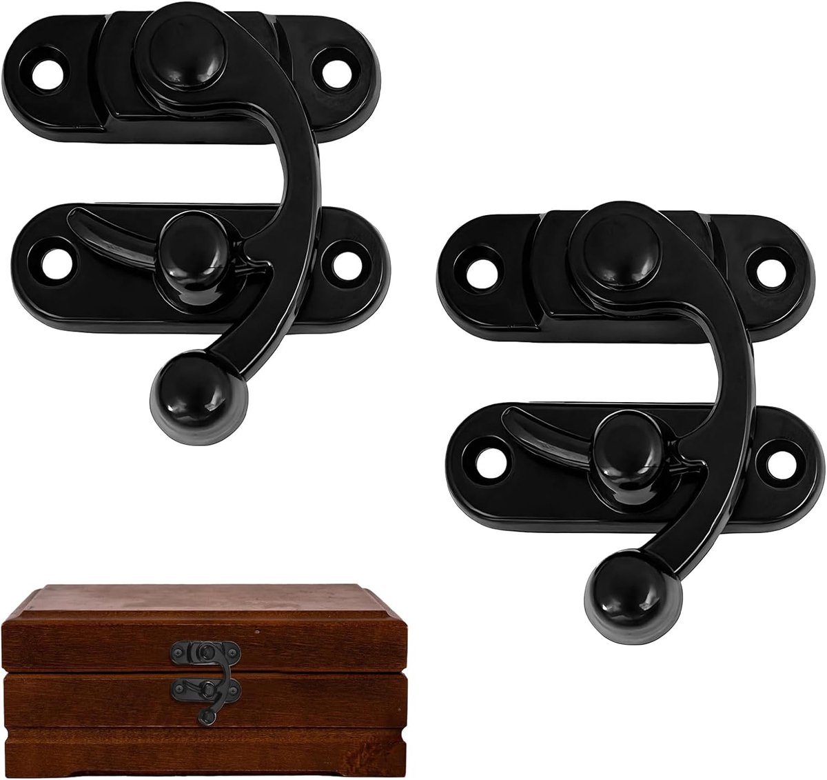 antieke vintage snelsluiting 44 mm x 38 mm - zinklegering - rechthoekige vergrendelingshaak - ideaal voor houten kist - ShopVlot