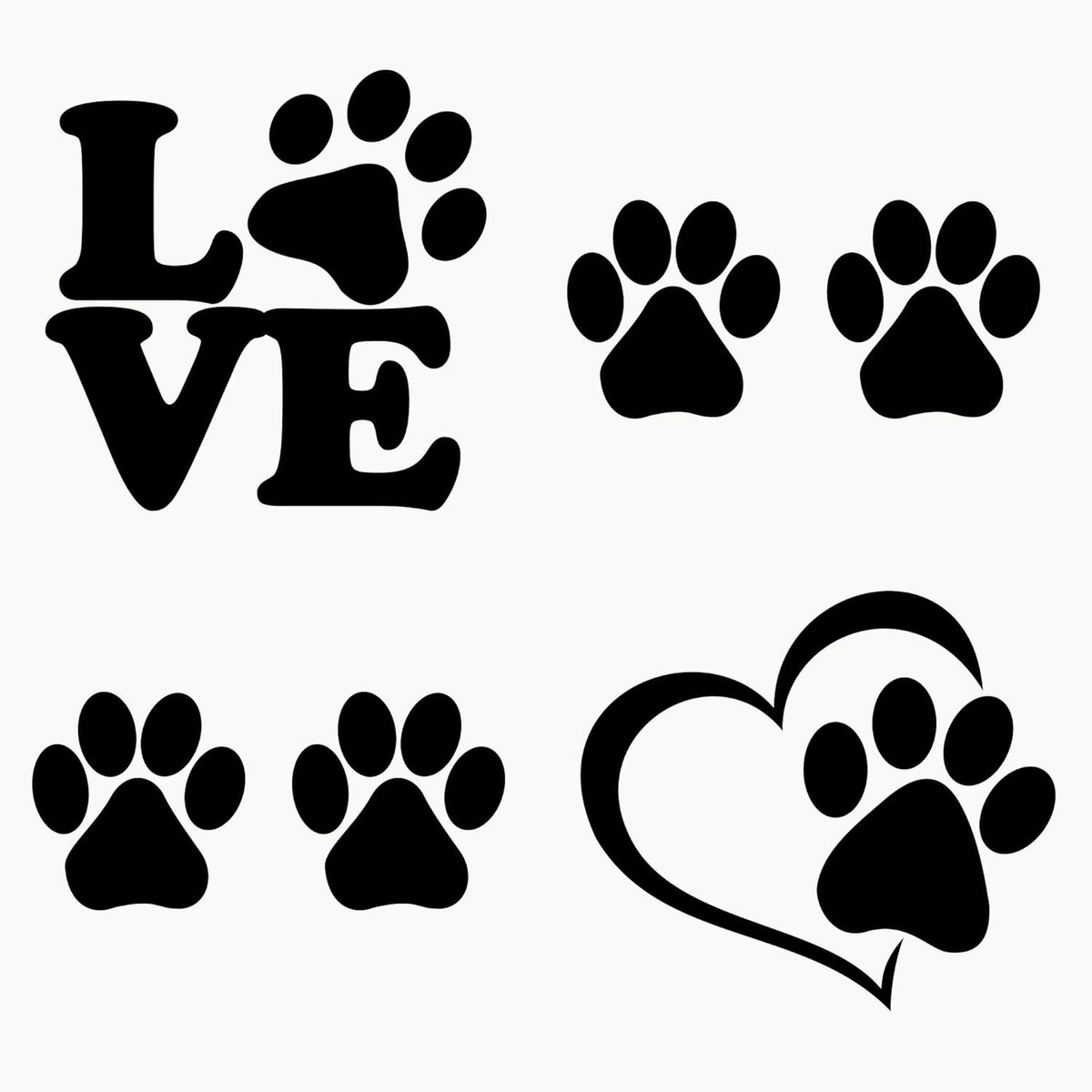 Autodomy hondenpootjes sticker set 6 stuks - vinyl hondenafdrukken met hart - weersbestendig en schattig voor je auto - ShopVlot