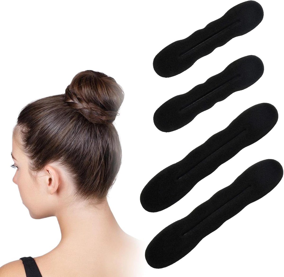 Haarknotmaker set - 4 haarknopen - spons - moeiteloze styling voor elke gelegenheid - ShopVlot