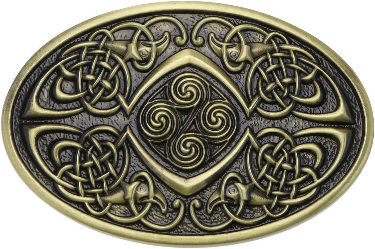 Celtic Knot Ceintuurgesp - Vintage Metalen Ovalen - Bruin - Perfecte vervanging voor uw riem - ShopVlot