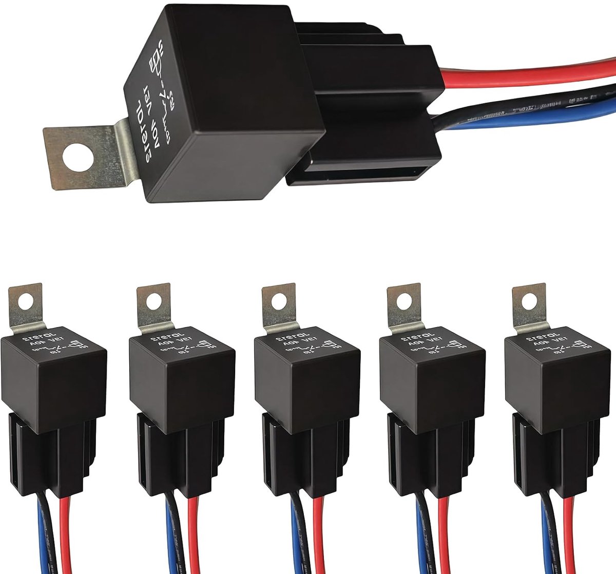 Auto relais 12V 40A - met socket - met 12 AWG gekleurde draad - ideaal voor voertuigbedrading - ShopVlot
