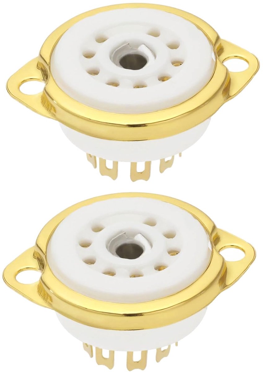 9-pins elektronische ventiel socket - koper verguld - compatibel met kleine buizen - ideaal voor audioapparatuur - ShopVlot