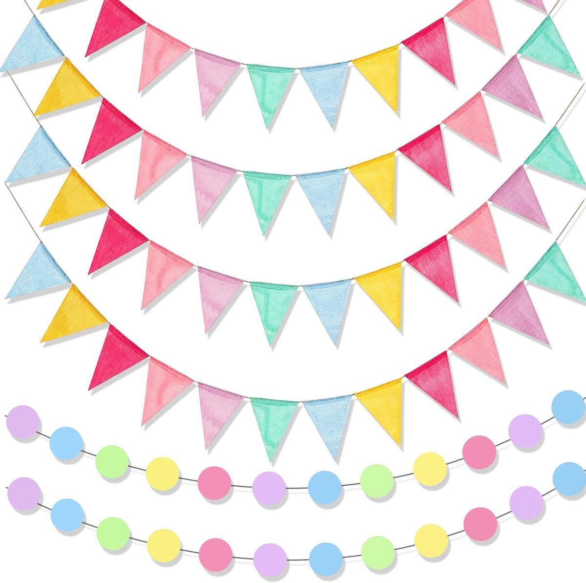Vlaggenlijn 6 Stuks - Kleurrijke Driehoekige Bunting - Papieren Garlands - Perfect voor Tuinfeest - ShopVlot