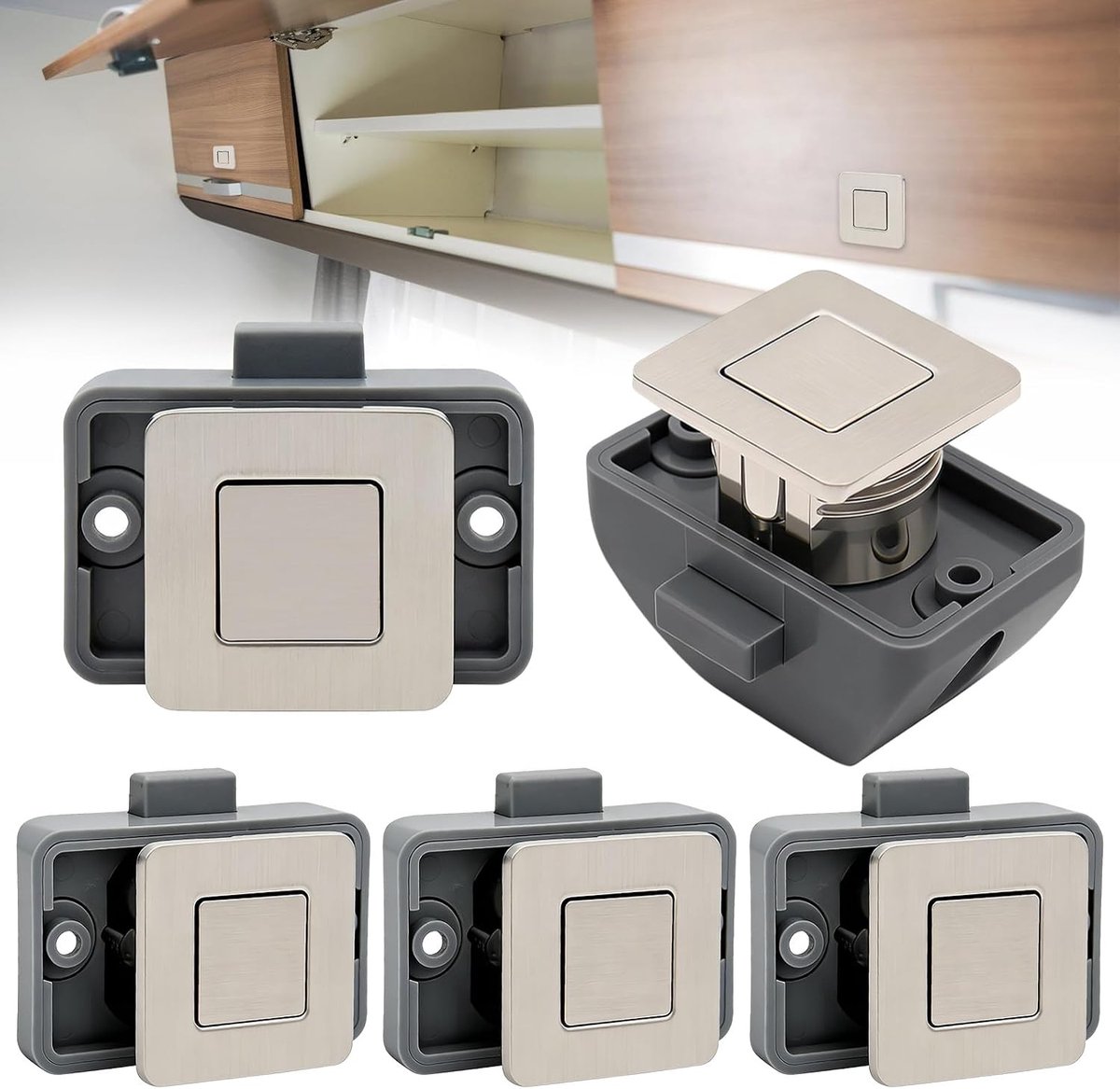 Drukknop kastsloten 5 stuks - vierkant - metaal - duurzaam voor camper en caravan - ShopVlot