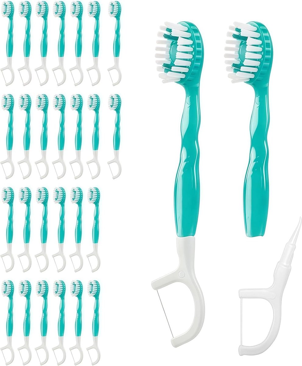Reistandenborstel 26 stuks - 5-in-1 mini-tandenborstels - met tandpasta, floss en tandenstokers - ShopVlot