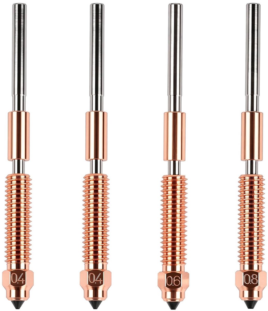 3D-printer mondstuk set - 4 stuks met koperlegering - geharde stalen tip - snel wisselen voor Creality K1C en Ender 3 - ShopVlot
