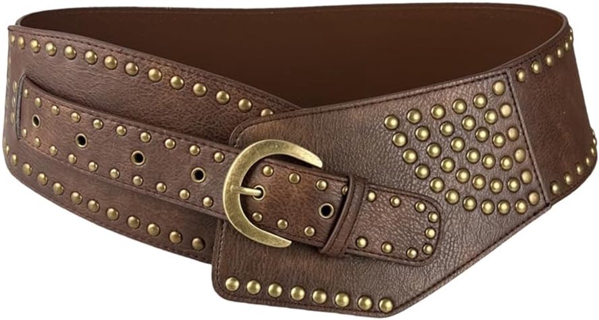 Damesriem met klinknagels - goud - breed - vintage stijl, ideaal voor elke gelegenheid - ShopVlot