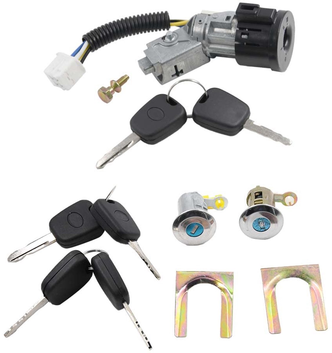 Door Lock Key Set 9170.Y8 + Ignition Cylinder Door Lock Set N0501412 N0502200 Compatible With Peugeot 107 CITROEN C1 - ShopVlot