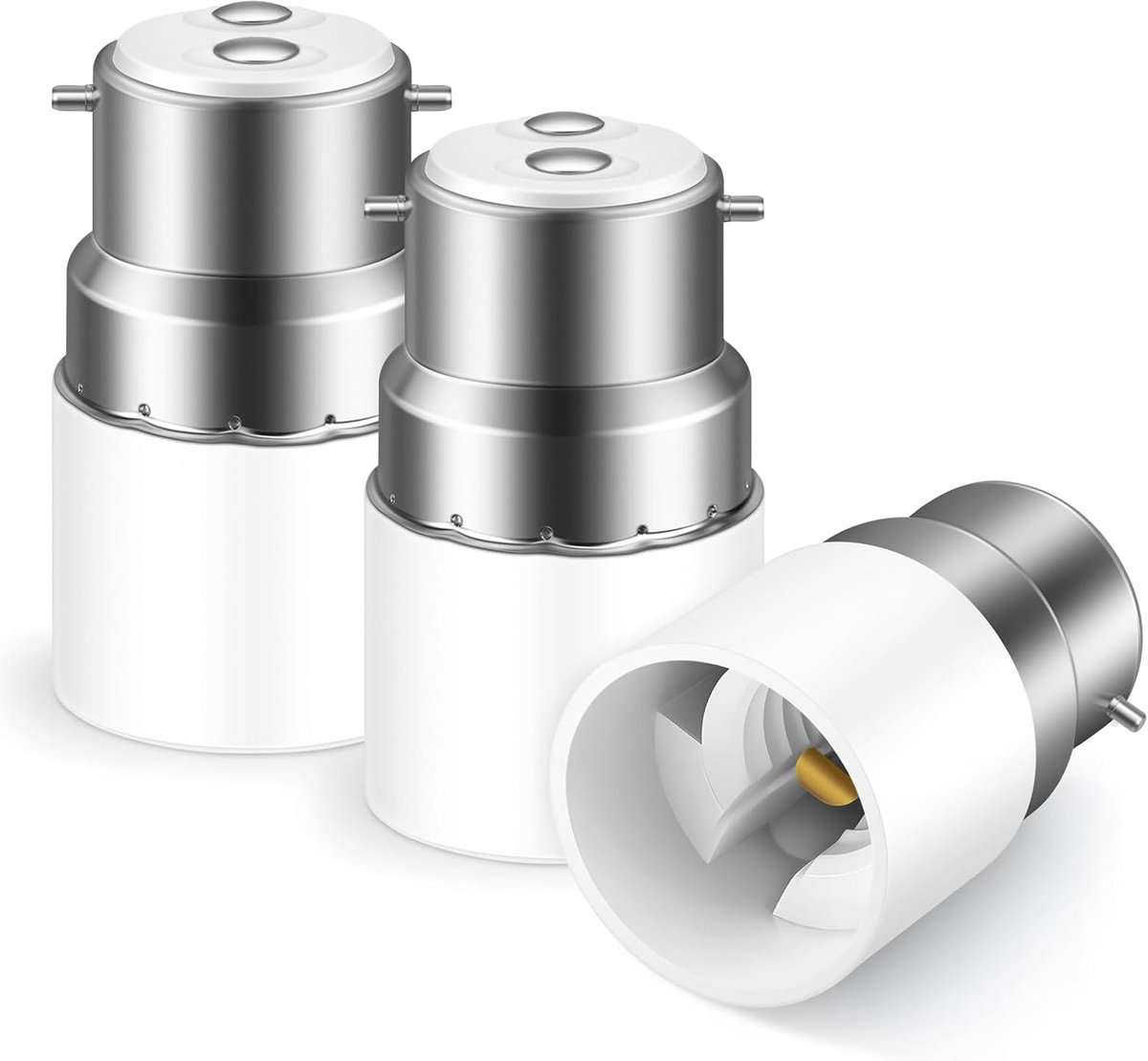 3x B22 to E14 Lamp Base Converter, B22 to E14, Heat Resistant, 0~250V, Bayonet Lamp Fitting Converter for LED Bulbs - ShopVlot