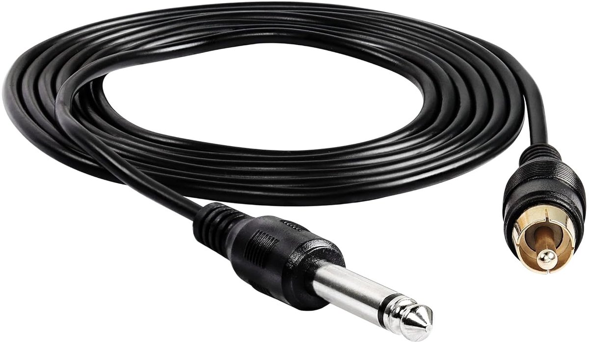 1/4 inch TS to RCA Stereo Audio Cable 6.35mm Nickel Plated Plug to RCA Plug Gold Plated (2m) - ShopVlot