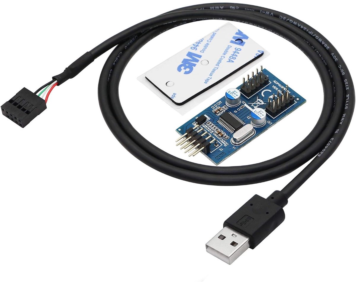 CERRXIAN Motherboard USB 2.0 A to 9pin Header,1 to 2 Extension Hub Splitter Adapter,9 Pin Connector Adapter Port - ShopVlot