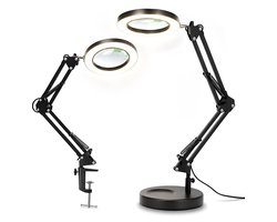 Sounix Loeplamp met LED Verlichting - Met Klem en Baseren - 84LED - Tafel Loeplamp - Bureaulamp - Diamond Painting Accesoire - Zwart