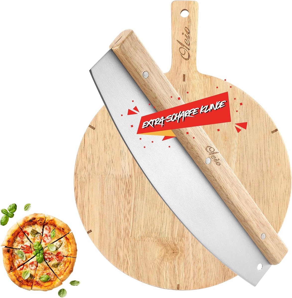 OLEIO Pizza Set with 30 cm Pizza Shelf and 35 cm Stainless Steel Weighing Knife - ShopVlot