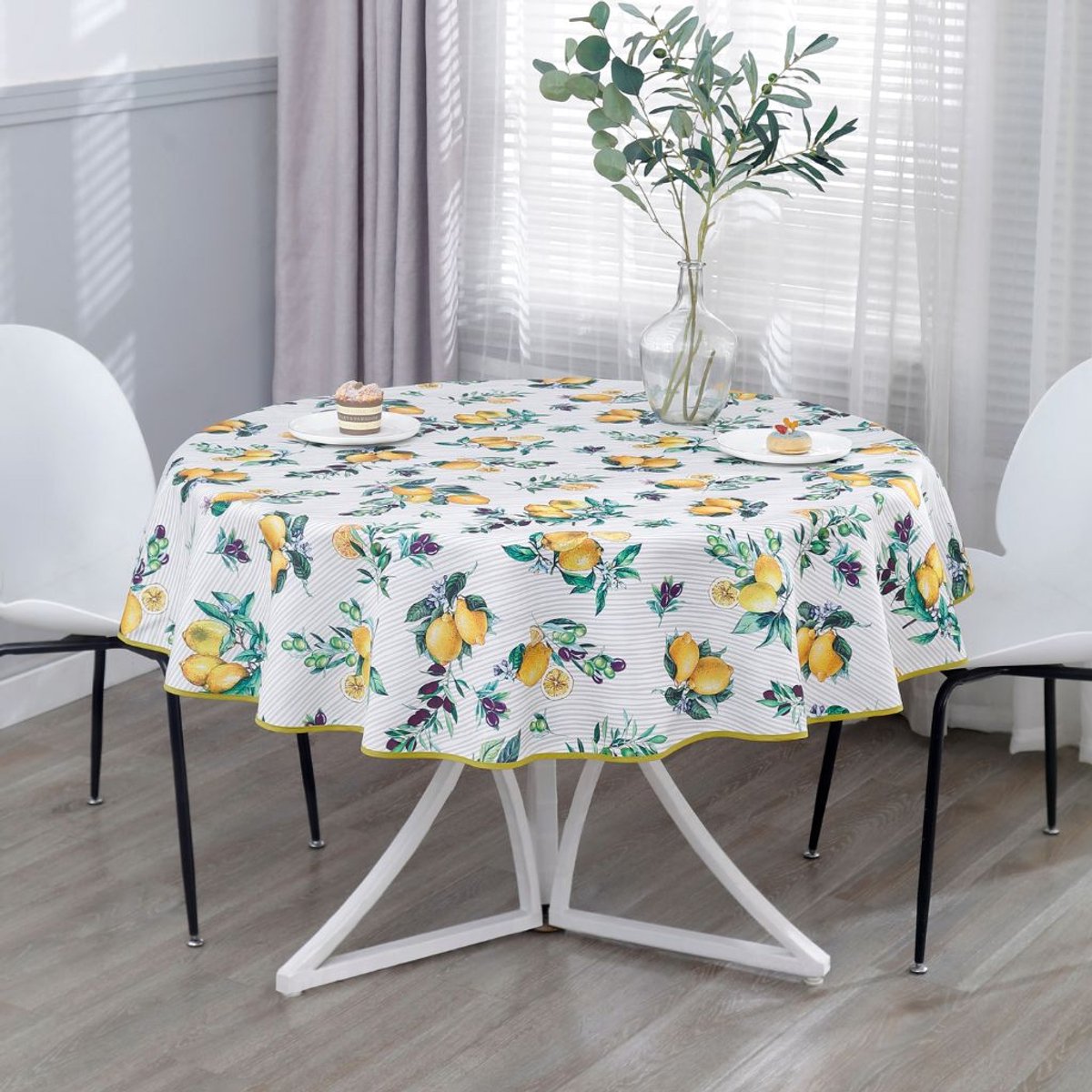 Rond Tafelkleed Citroenen 160cm - Tafellaken Polyester - Vocht- en vuilafstotend