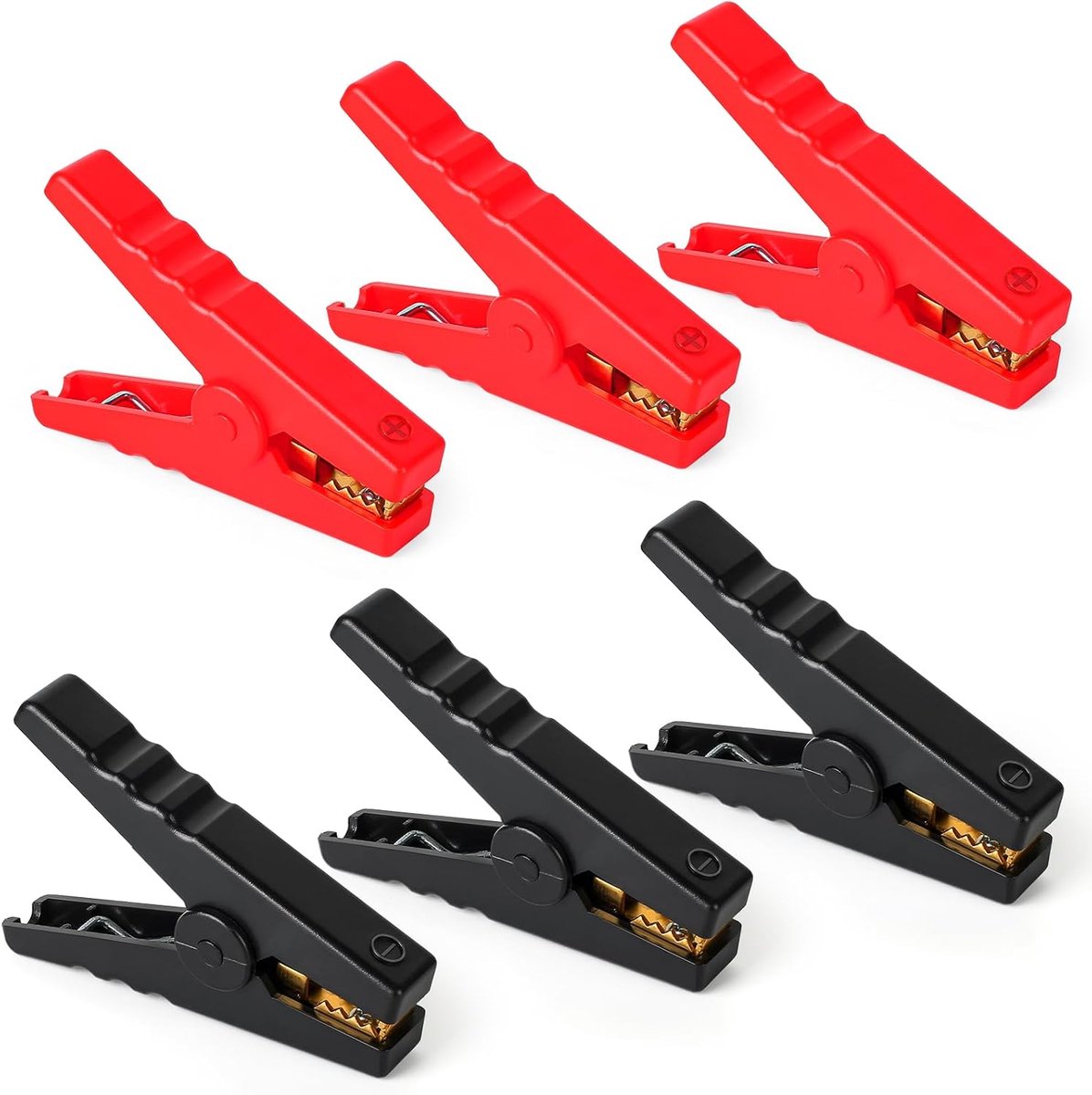 6Pcs 100A Jump Lead Clamps, 96mm Long Car Battery Crocodile Clips, Insulated Battery Clamps, Copper Jumper Cable - ShopVlot