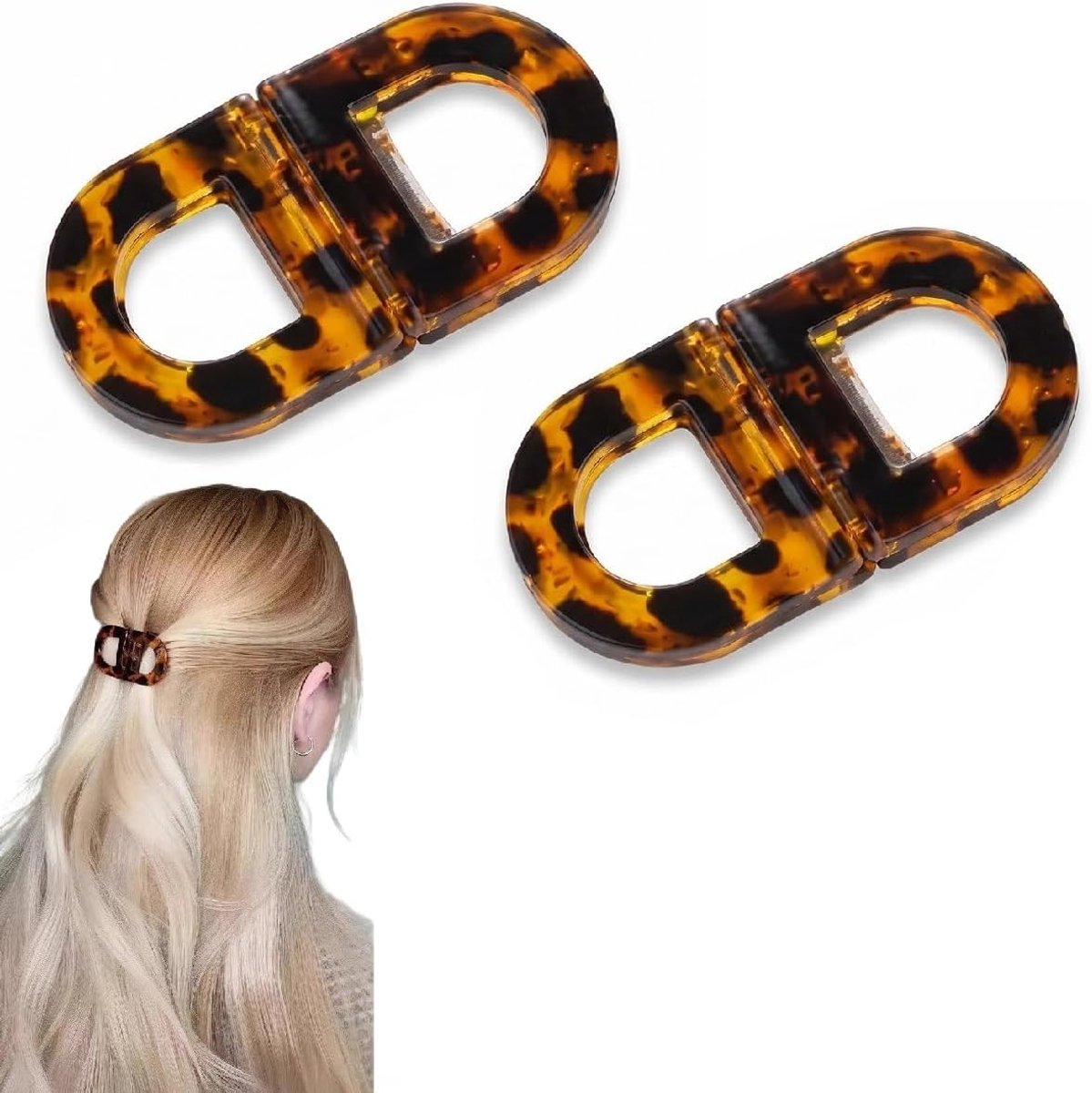 2 intelligente magnetische haarspelden voor dames, luipaardpatroon, sterke grip, geen trekken, elegant voor opgestoken - ShopVlot
