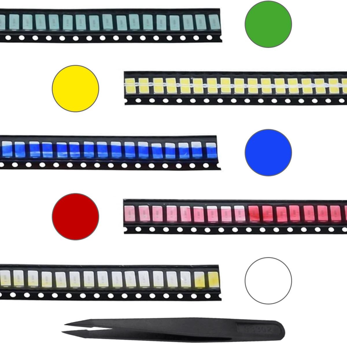 SMD LED diodes 5 kinds of colors, 5730, red, yellow, blue, green, white, luminous diodes, chipsets (for surface - ShopVlot